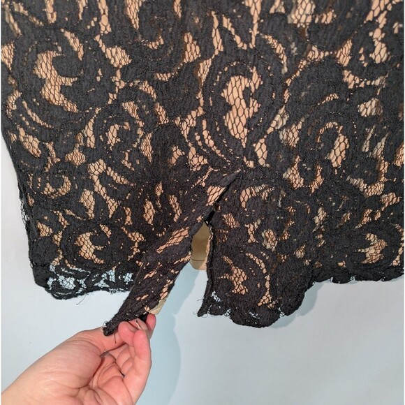 Adrianna Papell Dress 6P Women's Black Embroidered Lace Overlay Sheath Date Chic - Picture 5 of 11